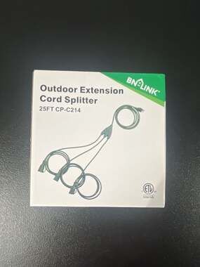 BN-LINK Outdoor Extension Cord 3-Way Splitter, 25FT CP-C214